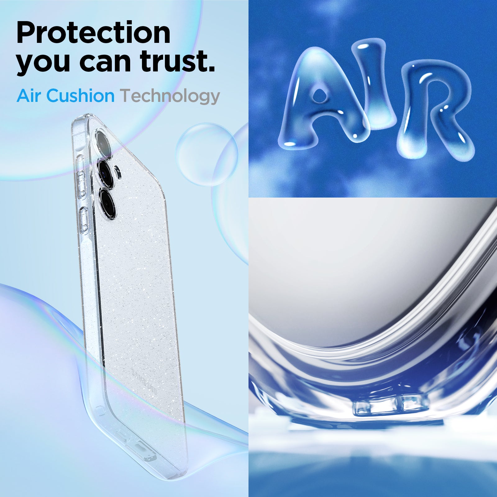 ACS07538 - Galaxy A55 5G Case Liquid Crystal Glitter in Crystal Quartz protection you can trust. Aircushion technology.