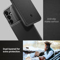 ACS07535 - Galaxy A55 5G Case Optik Armor in Black showing the anti-slip matte surface with dual-layered for extra protection