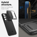 ACS07535 - Galaxy A55 5G Case Optik Armor in Black showing the hybrid structure. Easy to install and keep it safe. Sturdy PC and Flexible TPU
