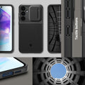 ACS07535 - Galaxy A55 5G Case Optik Armor in Black showing the different angles with tactile buttons