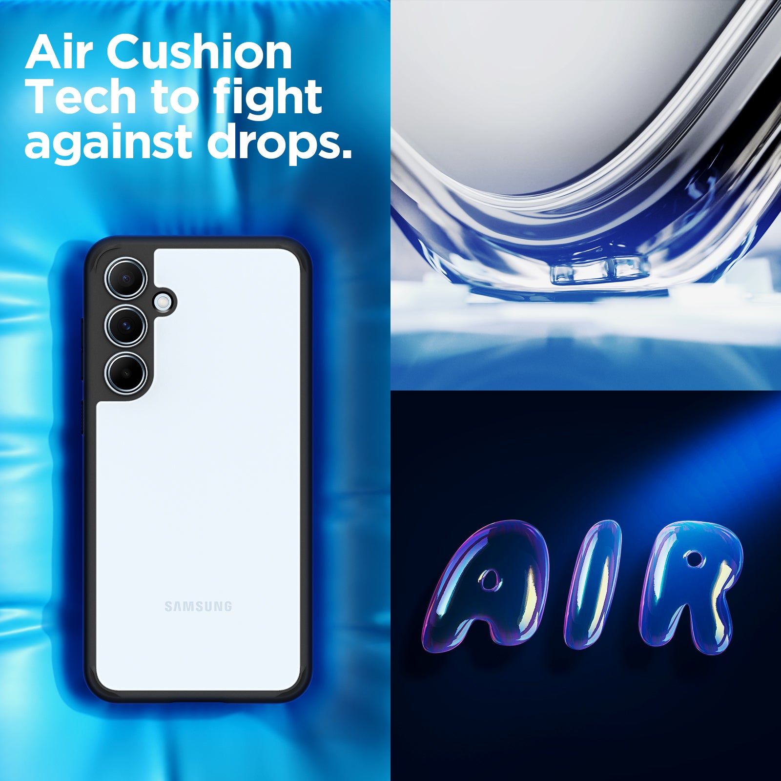 ACS07529 - Galaxy A55 5G Case Ultra Hybrid in Matte Black aircushion tech to fight against drops.