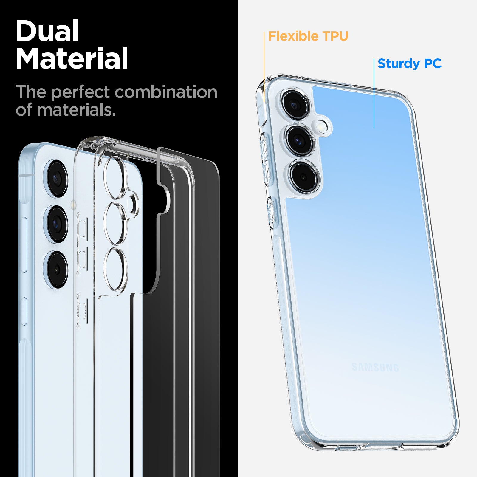 ACS07528 - Galaxy A55 5G Case Ultra Hybrid in Crystal Clear dual material. The perfect combination of materials.