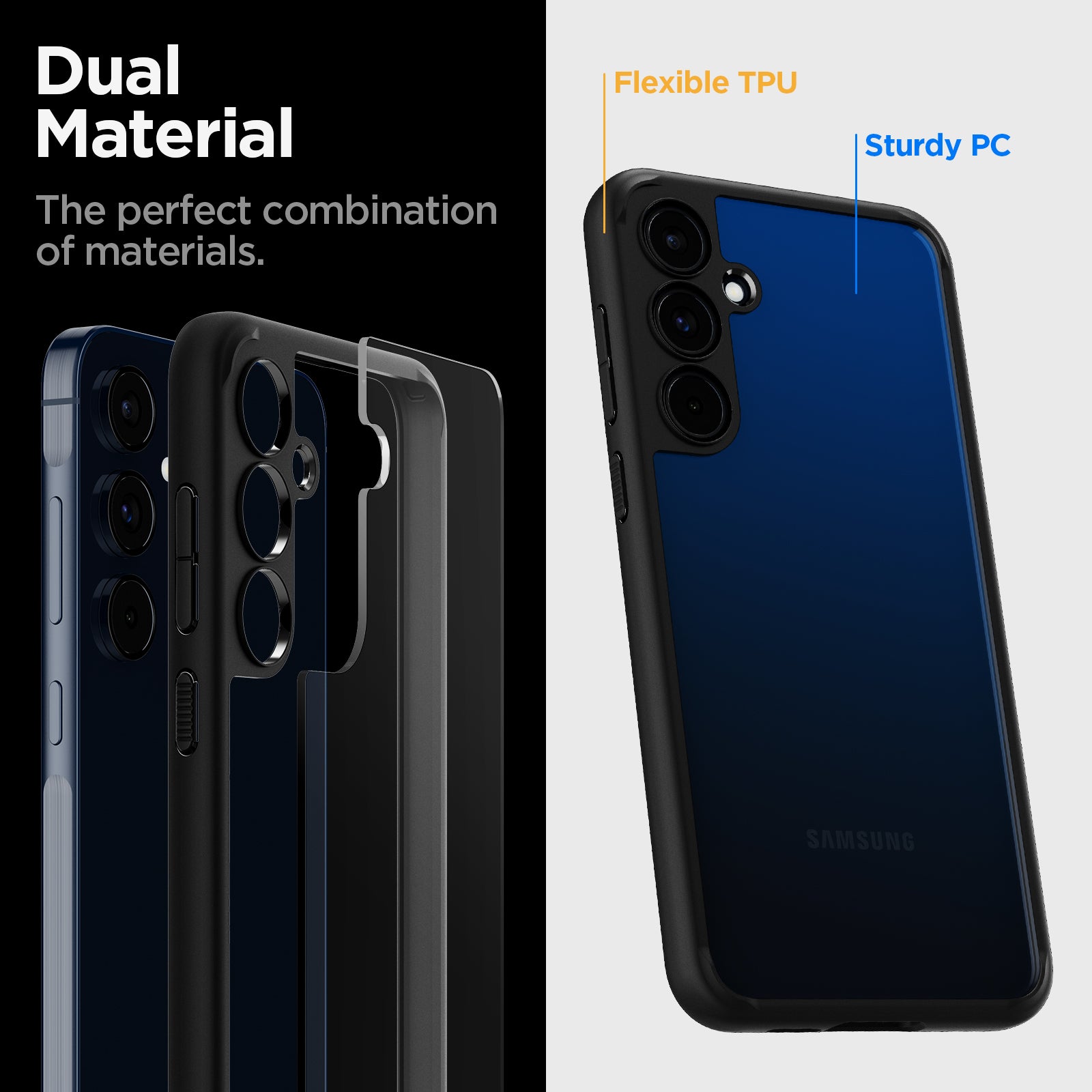 ACS07529 - Galaxy A55 5G Case Ultra Hybrid in Matte Black dual material. The perfect combination of materials.