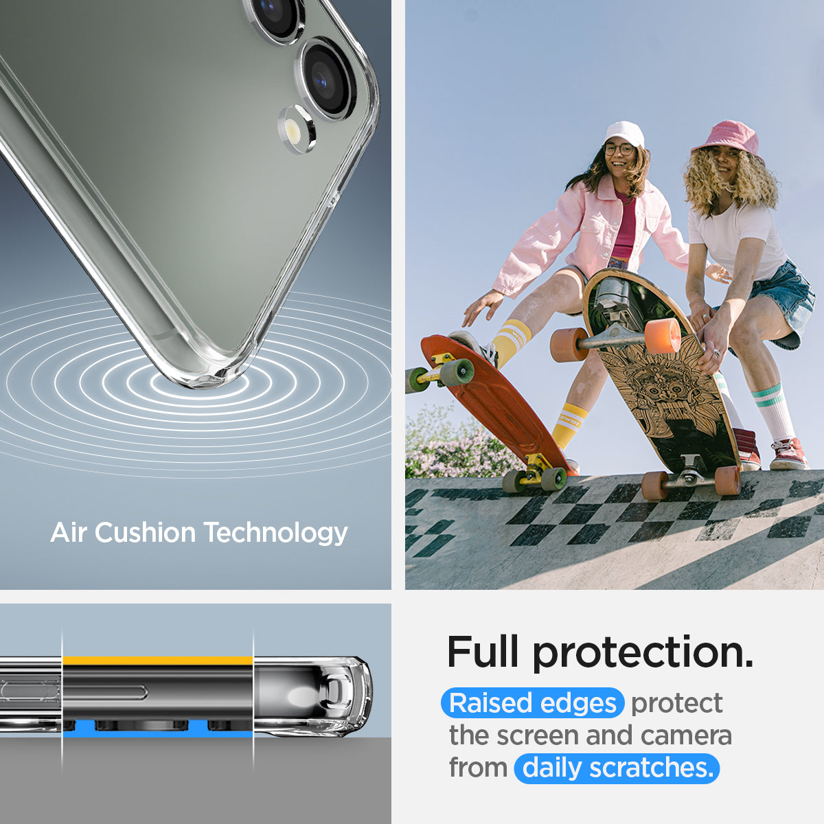 ACS05668 - Galaxy S23 Plus Case Ultra Hybrid in crystal clear full protection. raised edges protect the screen and camera from daily scratches. Aircushion technology.