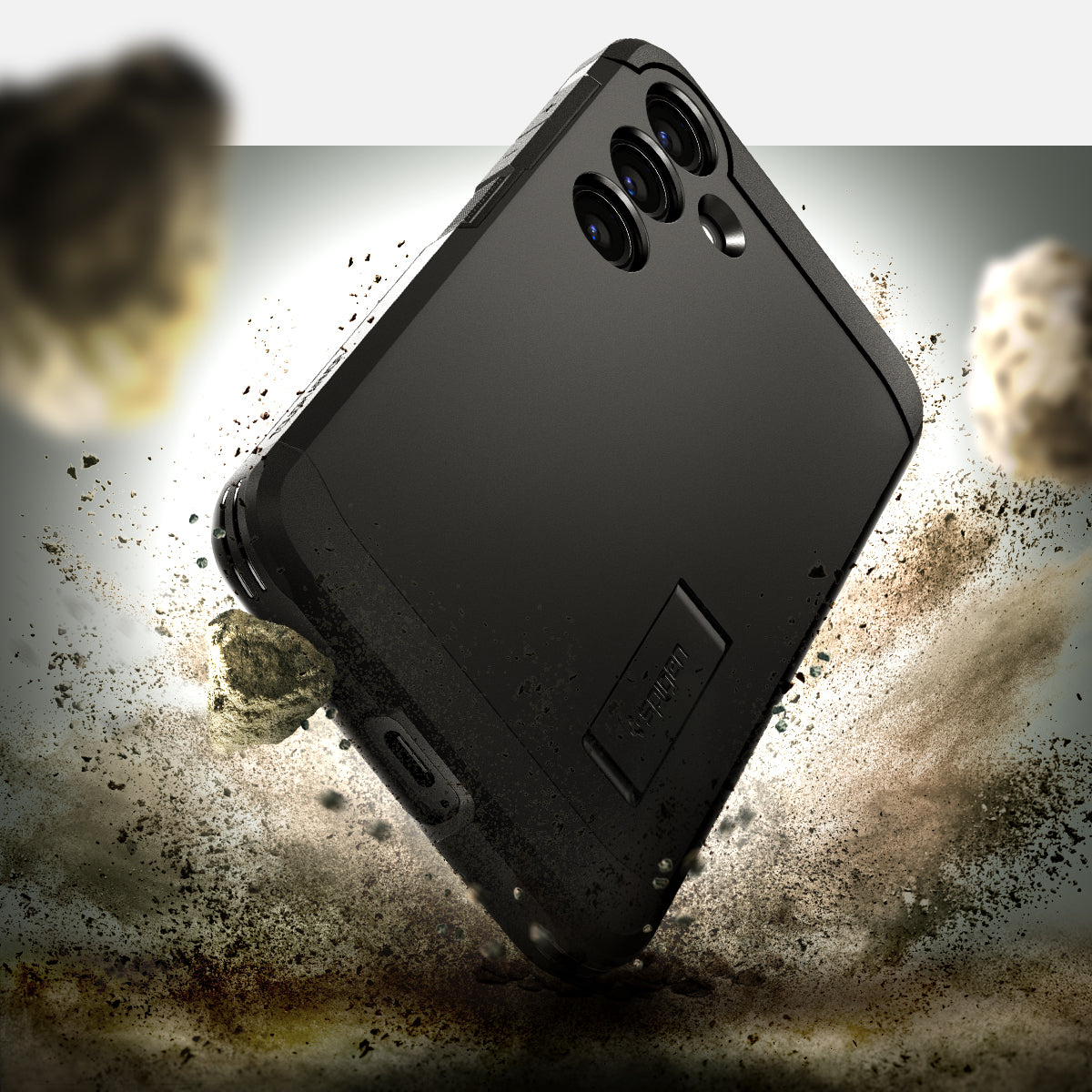 ACS07332 - Galaxy S24 Plus Case Tough Armor in Black showing the back, partial side and bottom