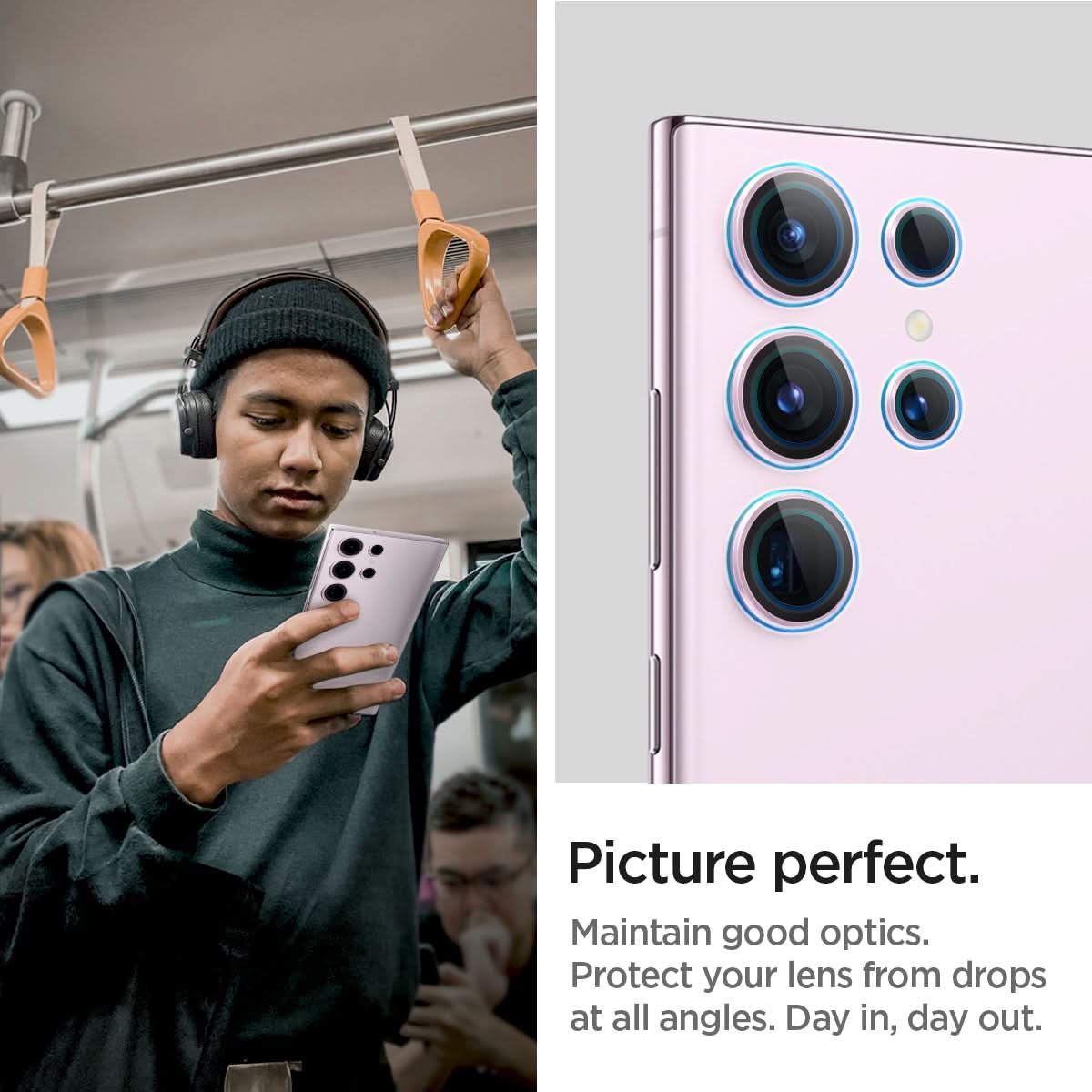 AGL06167 - Galaxy S23 Ultra EZ Fit Optik Pro Lens Protector in lavender picture perfect. maintain good optics. Protect your lens from drops at all angles. day in, day out.