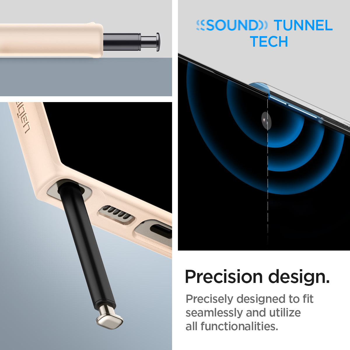 ACS06078 - Galaxy S23 Ultra Case Ultra Hybrid in sand beige precision design. precisely designed to fit seamlessly and utilize all functionalities.