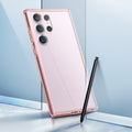 ACS06079 - Galaxy S23 Ultra Case Ultra Hybrid in rose crystal showing clear back with S pen.
