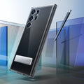 ACS05622 - Galaxy S23 Ultra Case Ultra Hybrid S in crystal clear showing using kick stand.