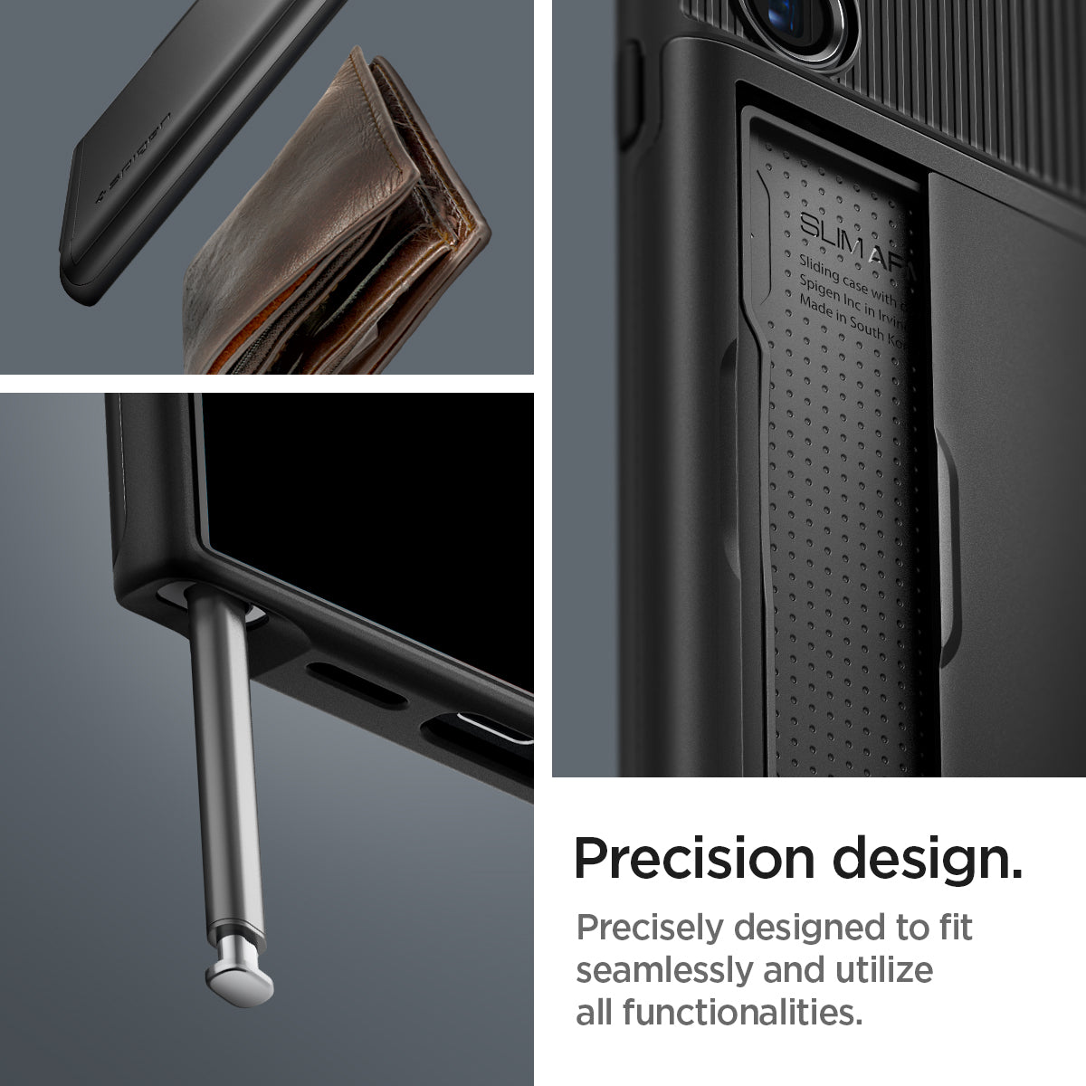 ACS07306 - Galaxy S24 Ultra Case Slim Armor CS in Black showing the precision design. Precisely designed to fit seamlessly and utilize all functionalities
