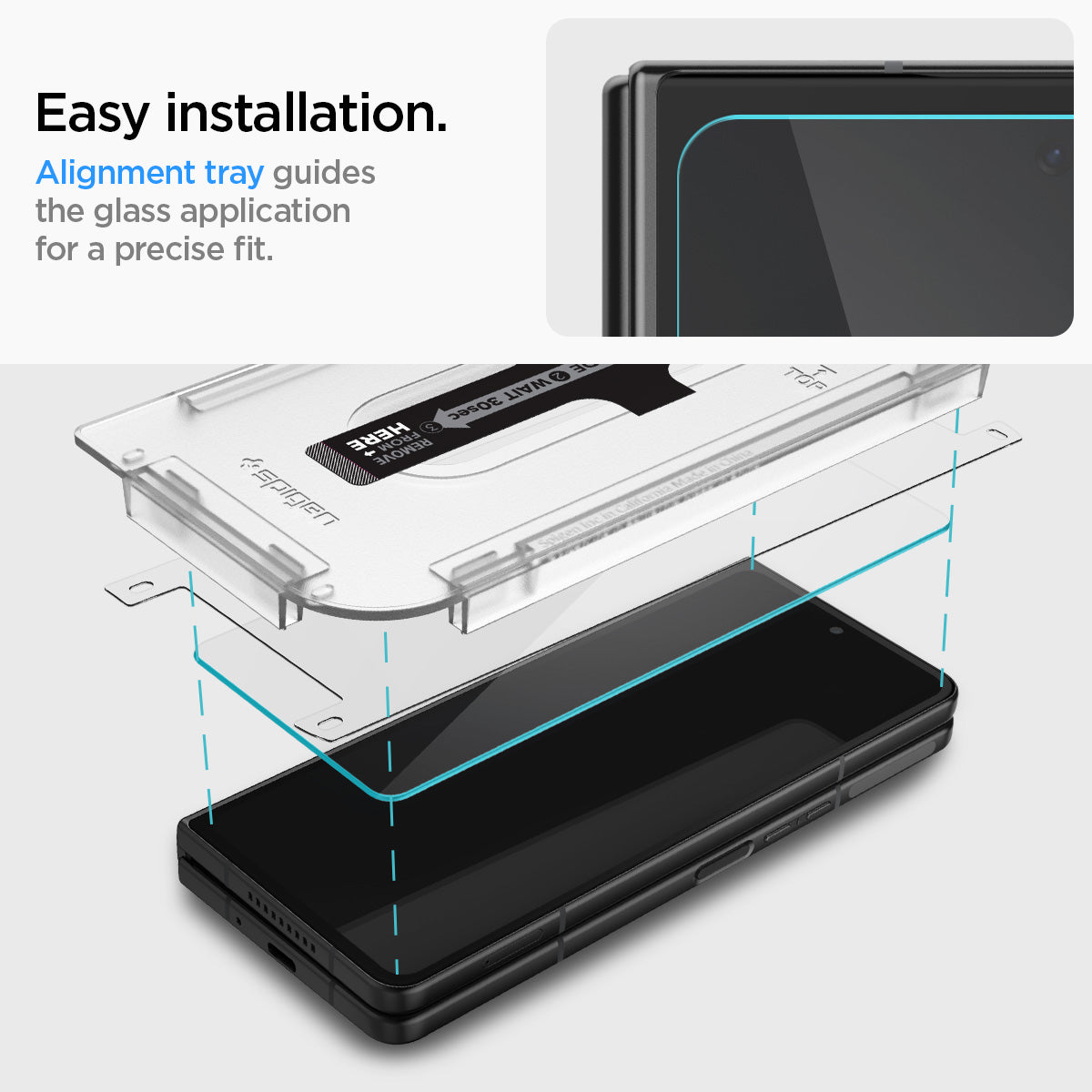 AGL05543 - Galaxy Z Fold 4 Series GLAS.tR EZ Fit Easy installation. Alignment tray guides the glass application for a precise fit.