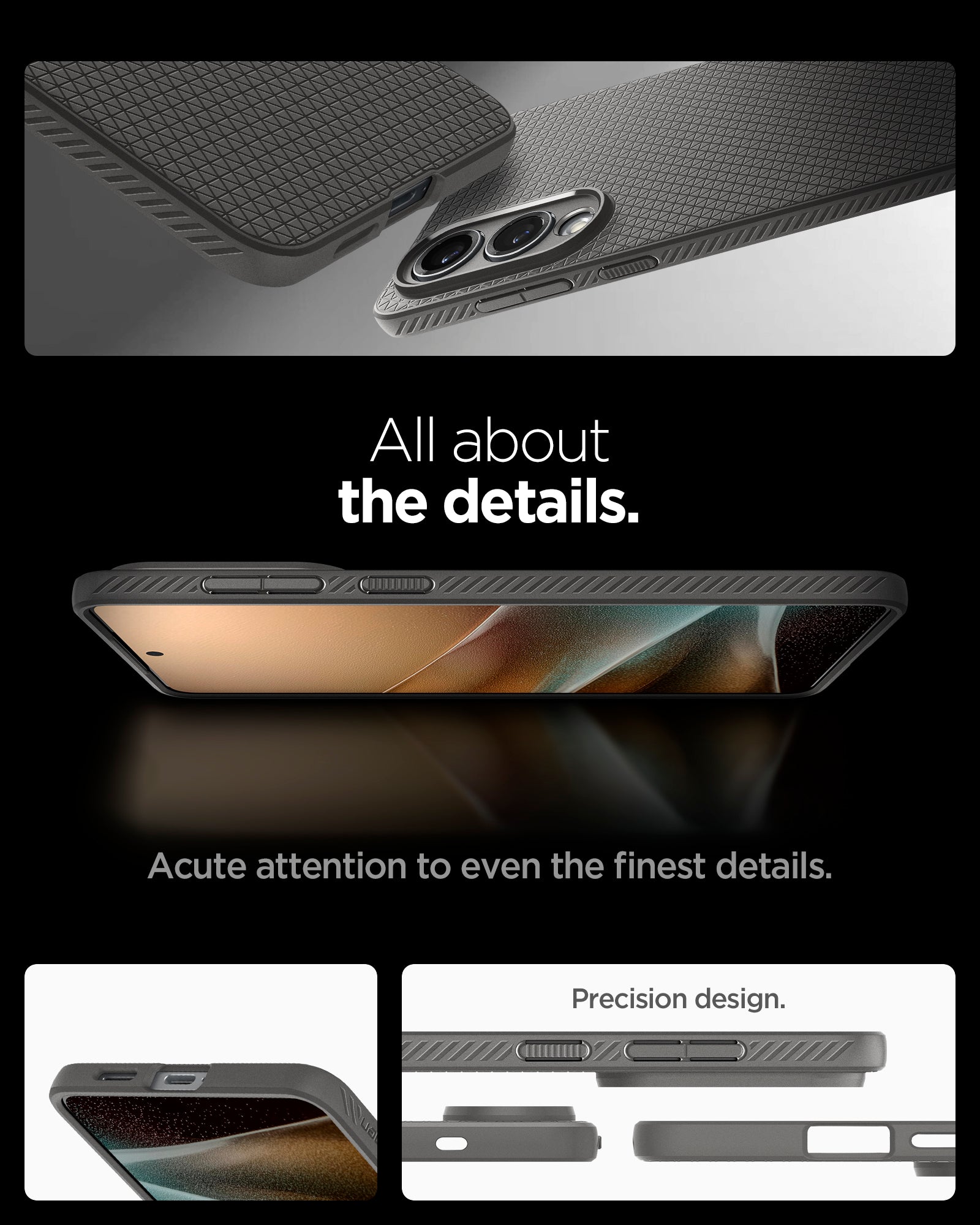 ACS09421 - Galaxy S25 Edge Case Liquid Air in Marble Gray showing the acute attention to even the finest details. Precision design