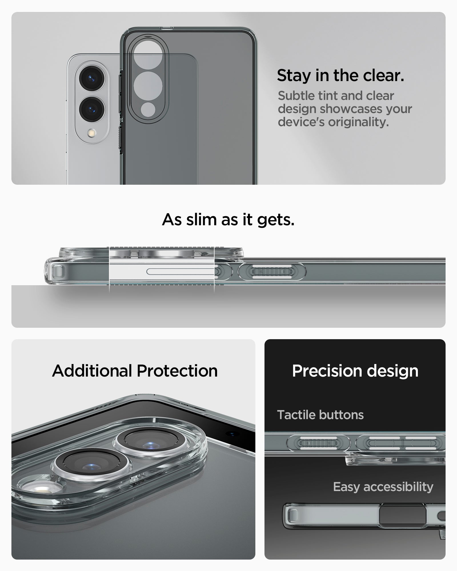 ACS09426 - Galaxy S25 Edge Case Liquid Crystal in Space Crystal showing the long lasting clarity that preserves the originality with quality. As slim as it gets. Additional Protection. Precision design. Tactile buttons and accessibility