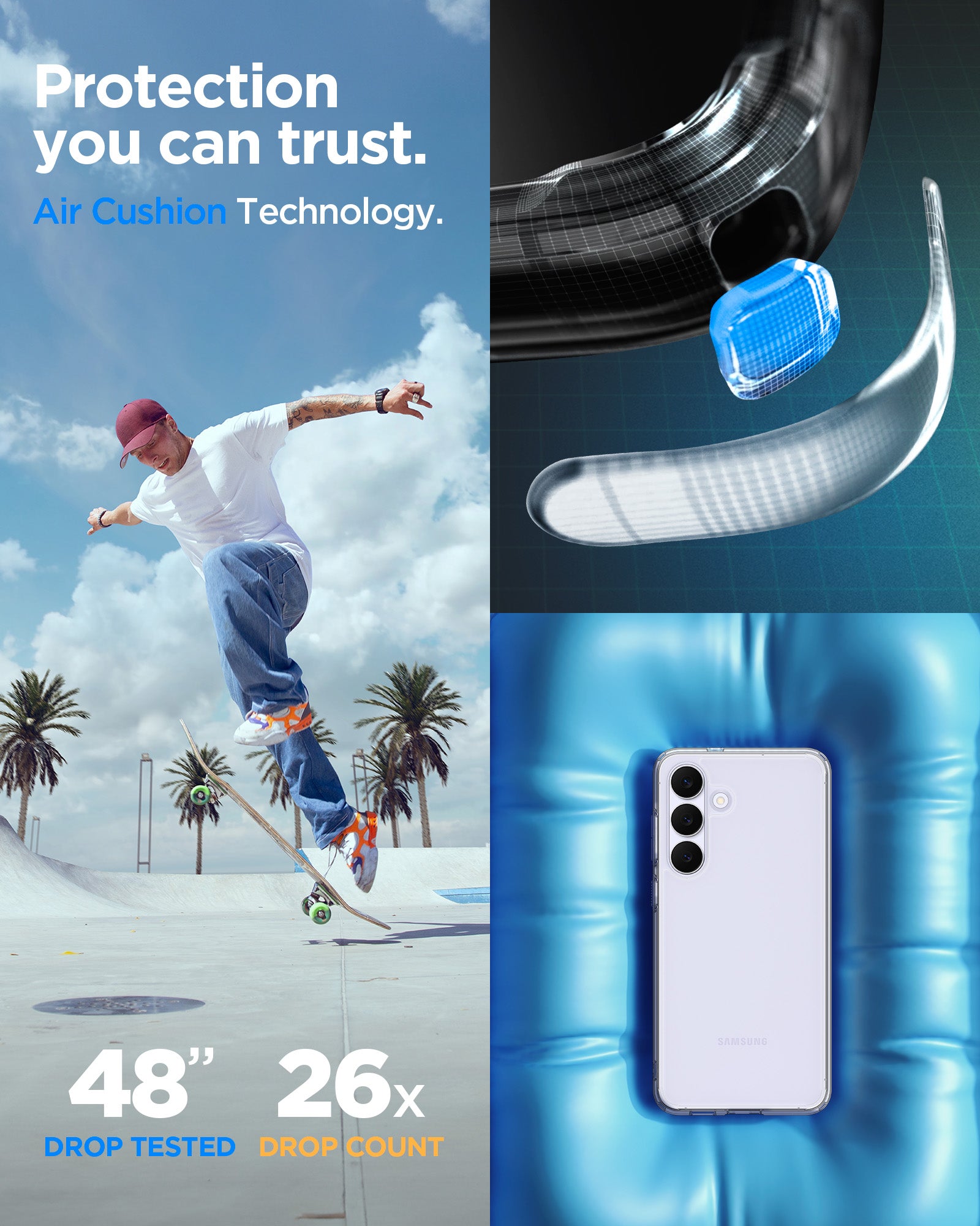 ACS10026 - Galaxy S25 FE Series Ultra Hybrid showing protection you can trust. Air cushion technology.