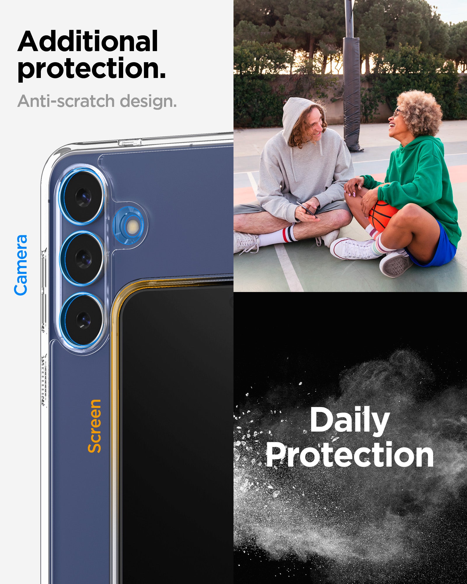 ACS10026 - Galaxy S25 FE Series Ultra Hybrid showing additional protection. anti scratch design. daily protection