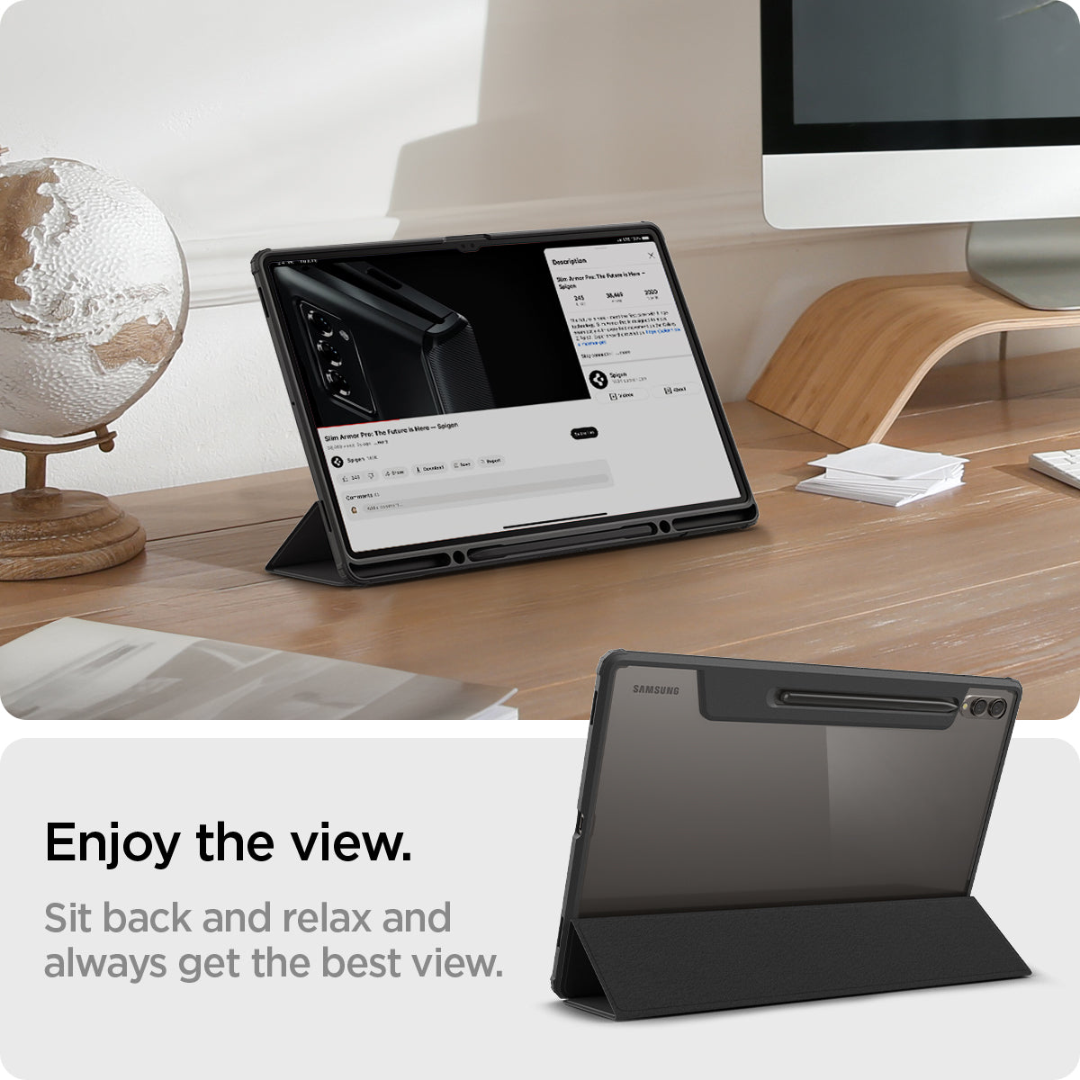 ACS08795 - Galaxy Tab S10 Case Ultra Hybrid Pro in black enjoy the view. Sit back and relax and always get the best view.