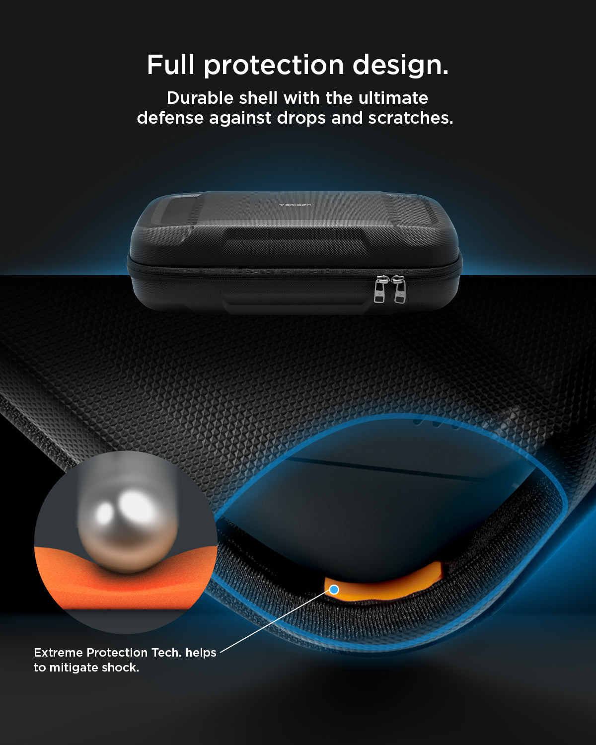 AFA03731 - Steam Deck Case Rugged Armor Pro Sleeve in black showing the full protection design. Durable shell with the ultimate defense against drops and scratches. Extreme Protection Tech helps to mitigate shock