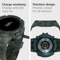 ACS04325 - Galaxy Watch 5/4 (44mm) Case Rugged Armor Pro in military green charge wirelessly. Charge on with the case on. Precision design. Precise cutout for all sensors.