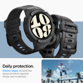ACS06496 - Galaxy Watch 6 (44mm) Case Rugged Armor Pro in black daily protection. raised edges around the bezels protects against drops and scratches.