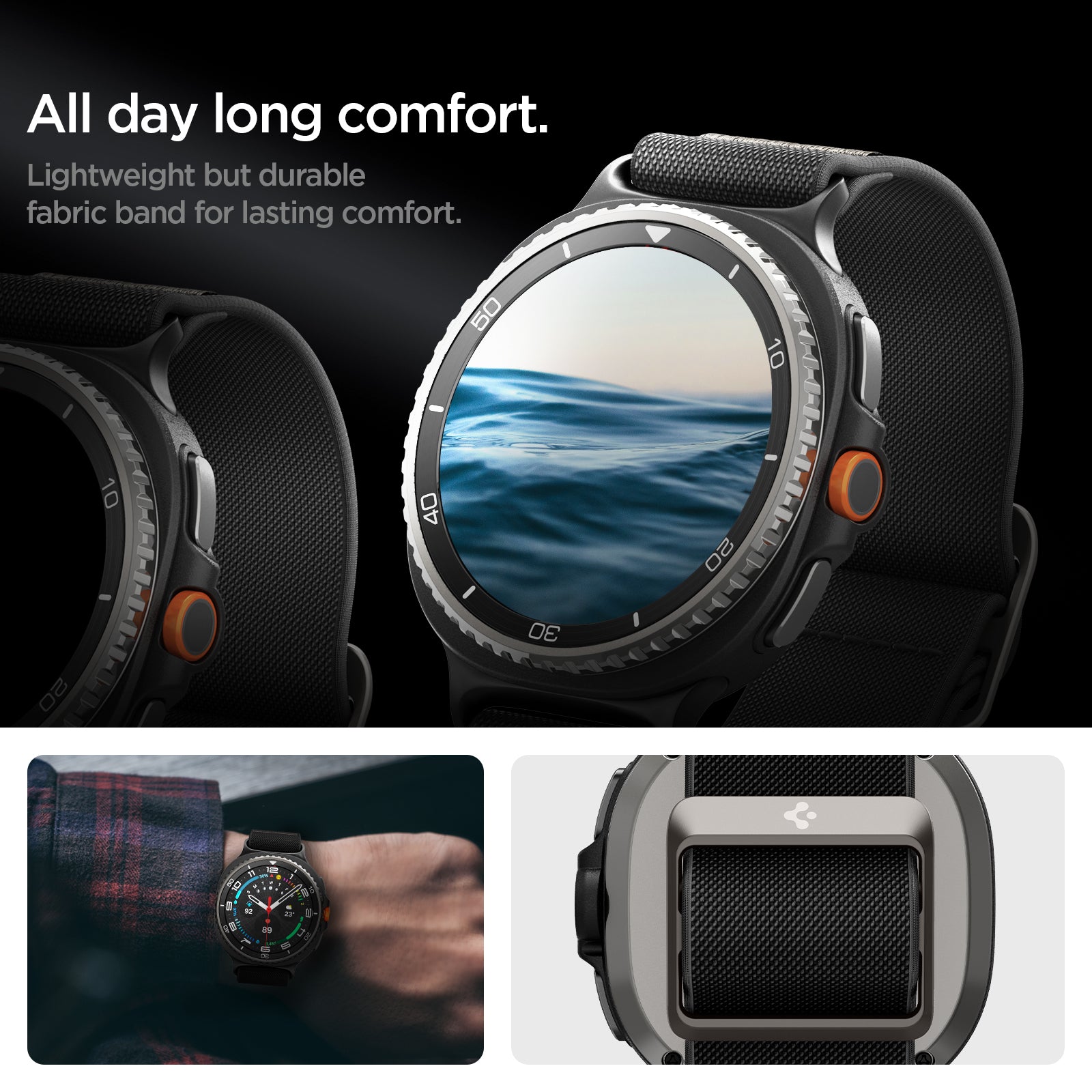 AMP10117 - Galaxy Watch 8 Series Lite Fit Band showing all day long comfort. Lightweight but durable fabric band for lasting comfort.