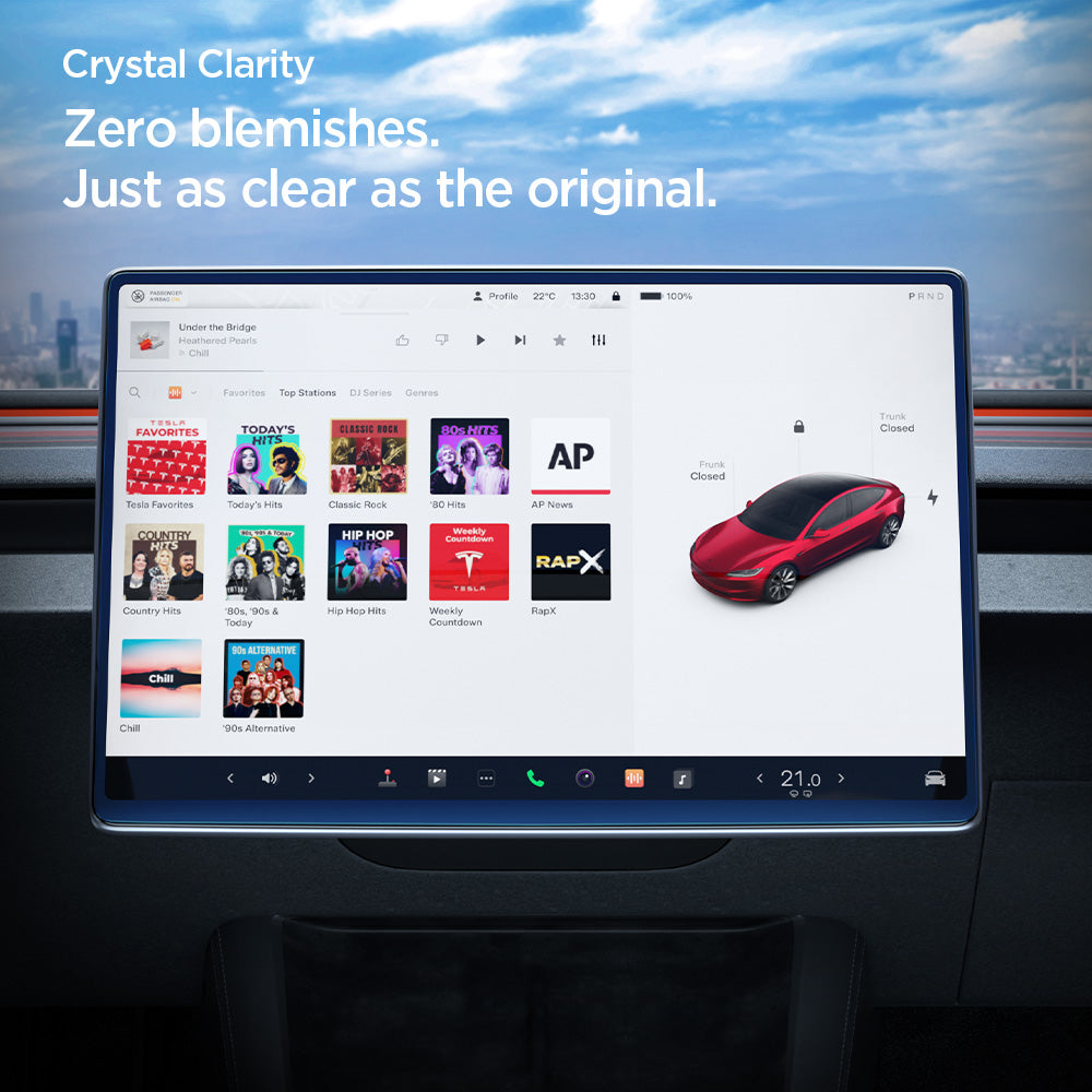 AGL07152 - Model 3 (2024-2025) Highland Screen Protector GLAS.tR EZ Fit | Anti-Glare Highland in Clear Matte showing the crystal clarity. Zero blemishes. Just as clear as the original