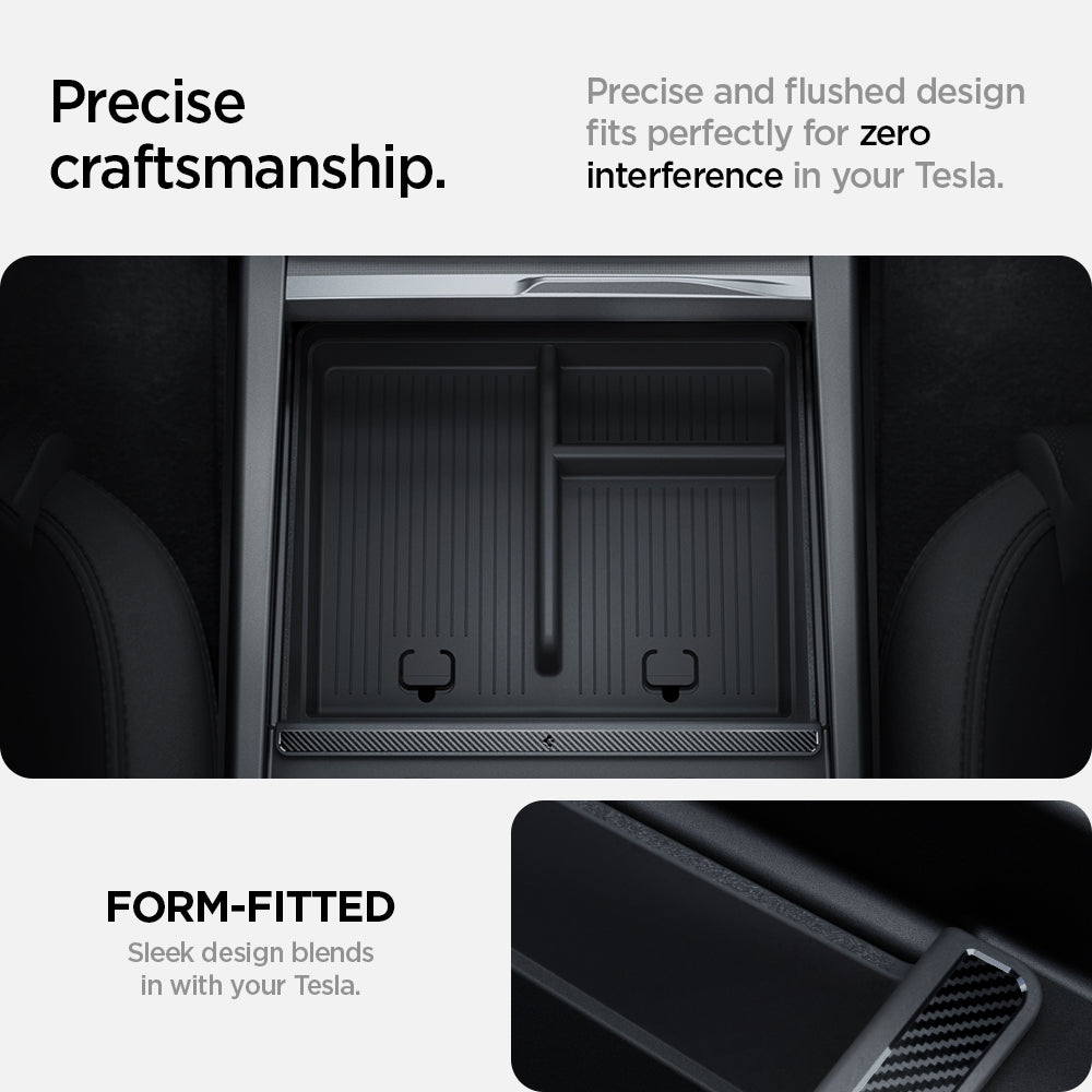 ACP07407 - Model 3 (2024-2025) Highland | Model Y (2025) Refresh Center Console Organizer Upper Tray Non Slide | TO220H showing the precise craftsmanship. Precise and flushed design fits perfectly for zero interference in your Tesla. Form-fitted, sleek design blends in with your Tesla