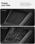 ACP10031 - Model Y (2026) Wireless Charging Pad Cover | TO261JH in Black showing the protect your Tesla. Guard your Tesla's wireless charging pad from wear and tear