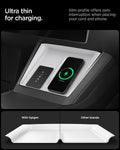 ACP10032 - Model Y (2026) Wireless Charging Pad Cover | TO261JH in White showing the ultra thin for charging. Slim profile offers zero interruption when placing your card and phone