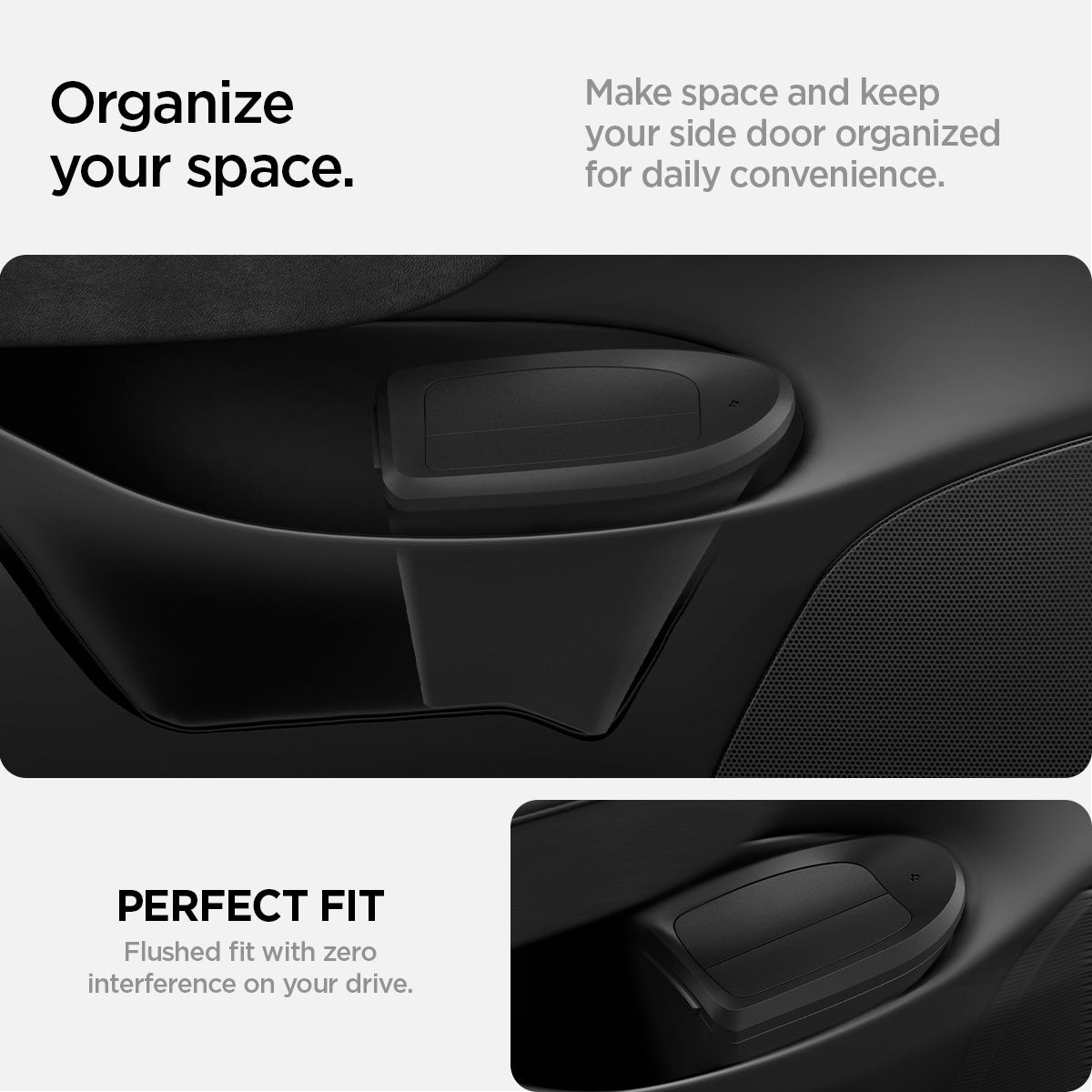 ACP09183 – Tesla Model Y Car Trash Bin in black organize your space. Make space and keep your side door organized for daily convenience. Perfect fit flushed fit with zero interference on your drive.