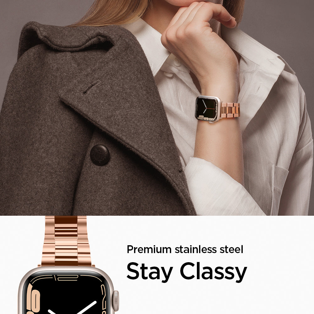 061MP25944 - Apple Watch Series (Apple Watch (41mm)/Apple Watch (38mm)) Watch Band Modern Fit in rose gold premium stainless steel. Stay classy.