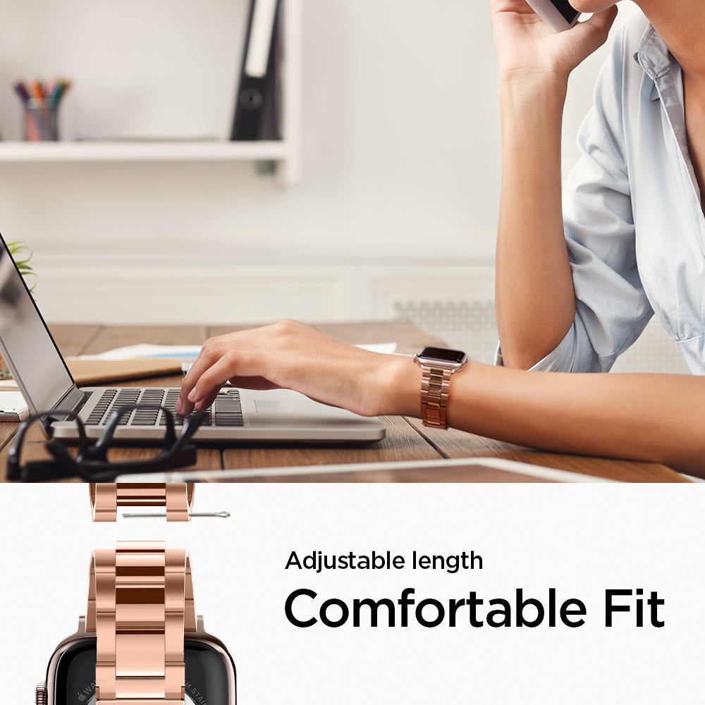 061MP25944 - Apple Watch Series (Apple Watch (41mm)/Apple Watch (38mm)) Watch Band Modern Fit in rose gold adjustable length comfortable fit.