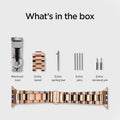 061MP25944 - Apple Watch Series (Apple Watch (41mm)/Apple Watch (38mm)) Watch Band Modern Fit in rose gold what's in the box. It has removal tool, extra band, extra spring bar, extra pins, extra removal pin