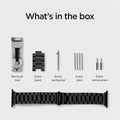 062MP25403 - Apple Watch Series (Apple Watch (49mm)/Apple Watch (45mm)/Apple Watch (42mm)) Watch Band Modern Fit in black what's in the box. It has removal tool, extra band, extra spring bar, extra pins, extra removal pin