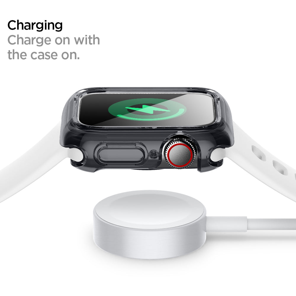 ACS01838 - Apple Watch Series (44mm) Case Ultra Hybrid in space crystal charge on with the case on.