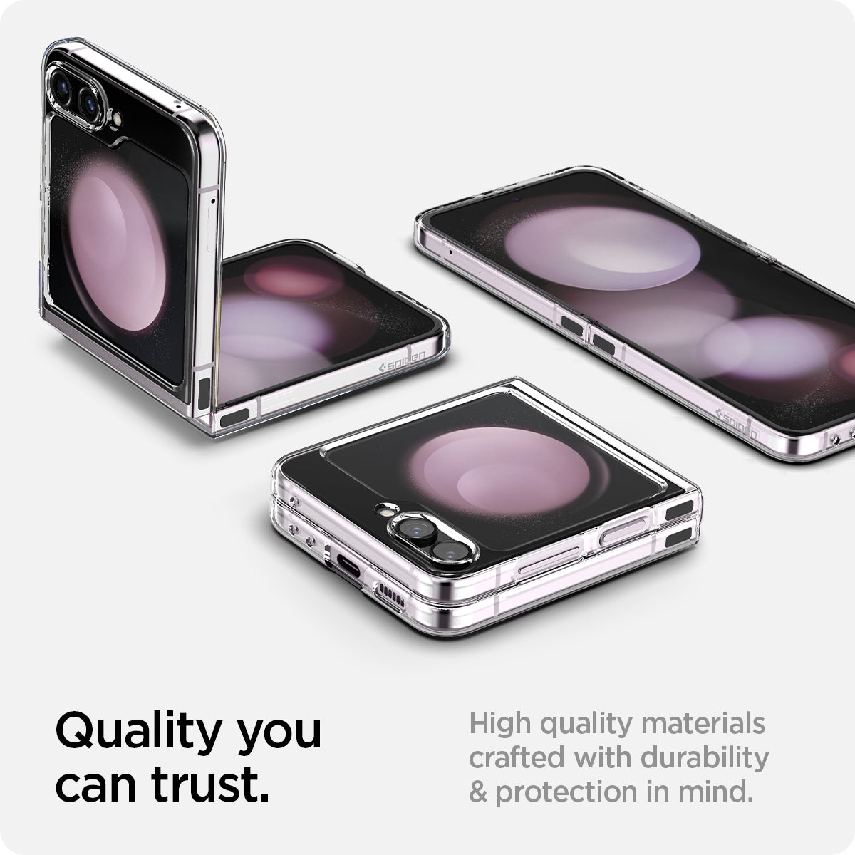 ACS06230 - Galaxy Z Flip 5 Case AirSkin in crystal clear showing the quality you can trust. High quality materials crafted with durability & protection in mind