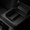 ACP07809 - Tesla Cybertruck Center Console Organizer Tray CO220T in Black showing the inner installed to the center console