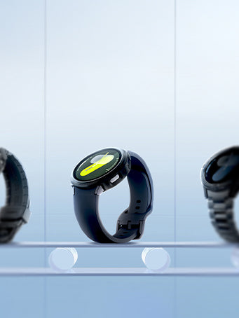 Three Galaxy Watch cases showing at an angled view