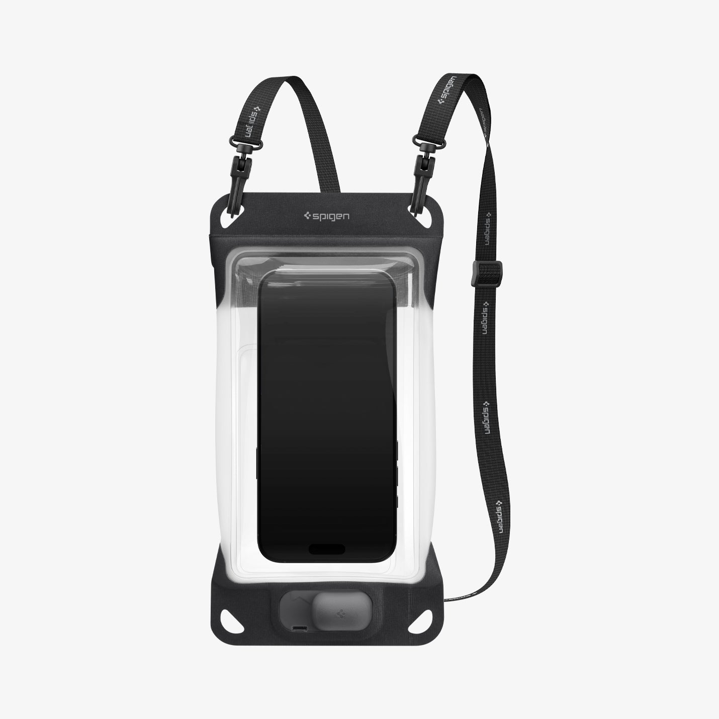 ACS09306 - AquaShield Waterproof Phone Pouch | A602 in Black showing the front with the device inside
