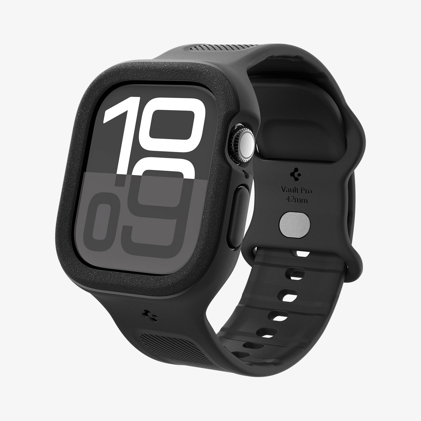 ACS09390 - Apple Watch 10 (42mm) Case Vault Pro in Matte Black showing the front, sides and inner bottom