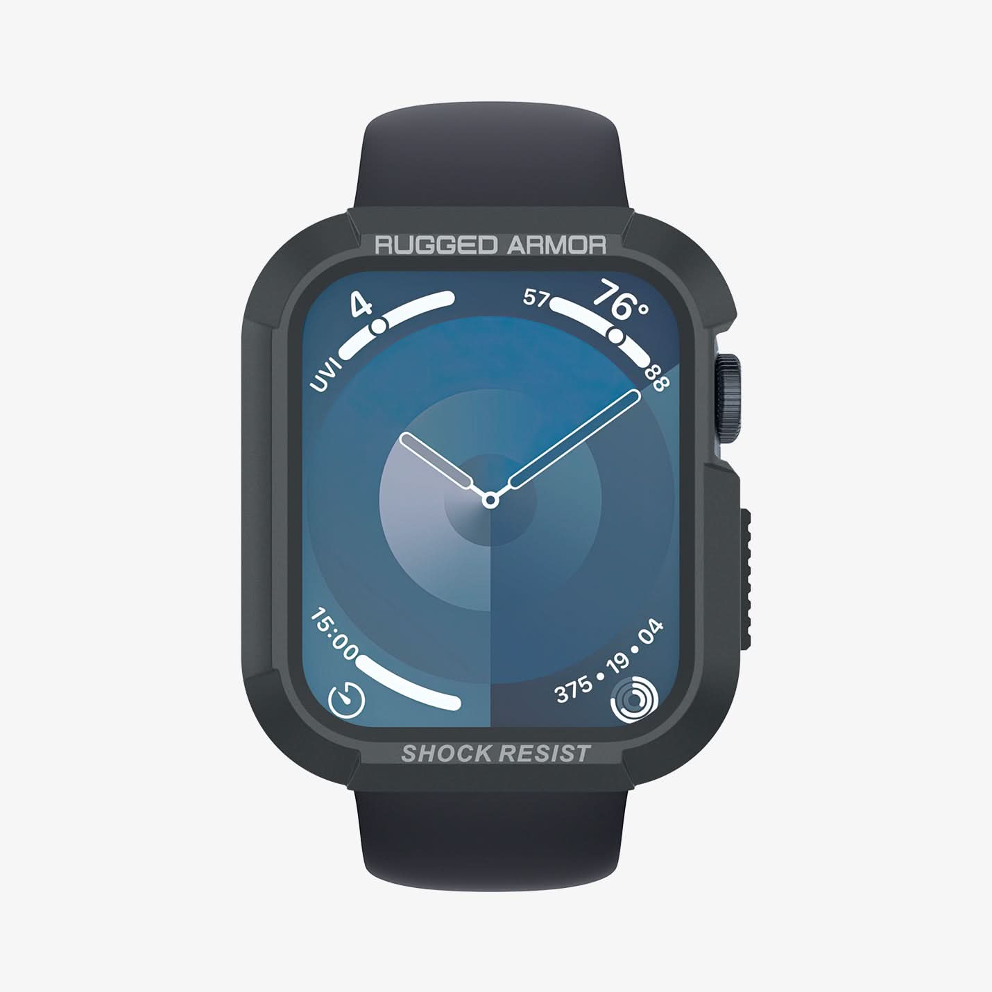 ACS07380 - Apple Watch (45mm) Rugged Armor in Dark Gray showing the front and partial sides