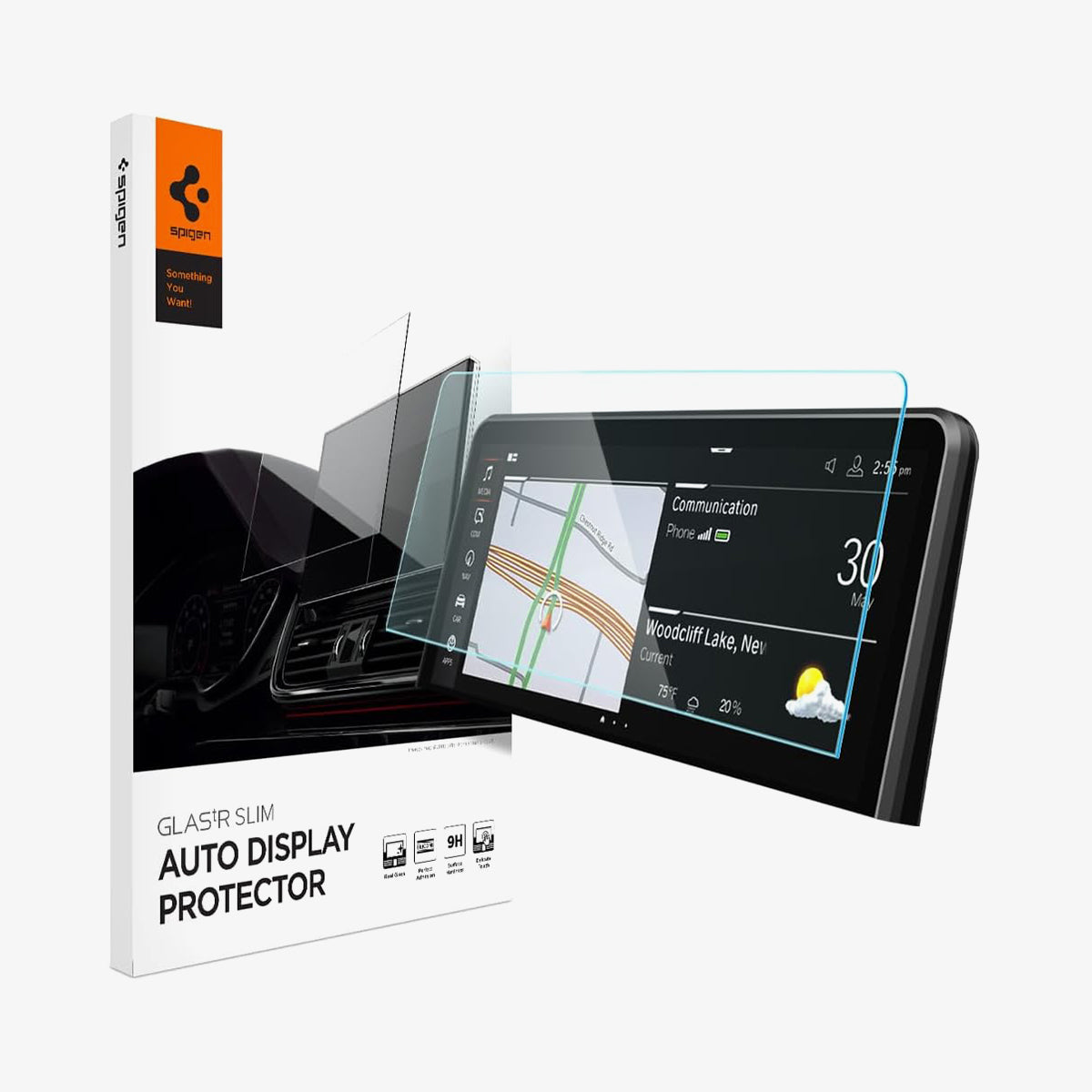 AGL06850 - BMW X3 / X4 Screen Protector GLAS.tR SLIM Anti-Glare showing the touch screen display, screen protector and packaging