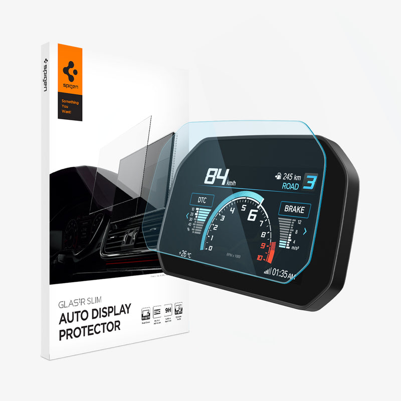 AGL06507 - BMW Motorrad Screen Protector GLAS.tR SLIM showing the touch screen display, screen protector and packaging