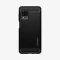ACS02786 - Galaxy A12 Case Rugged Armor in Matte Black showing the back