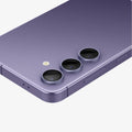 AGL07443 - Galaxy S24 Optik Pro EZ Fit Lens Protector in Violet showing the lens protector installed on the device zoomed in on a flat surface