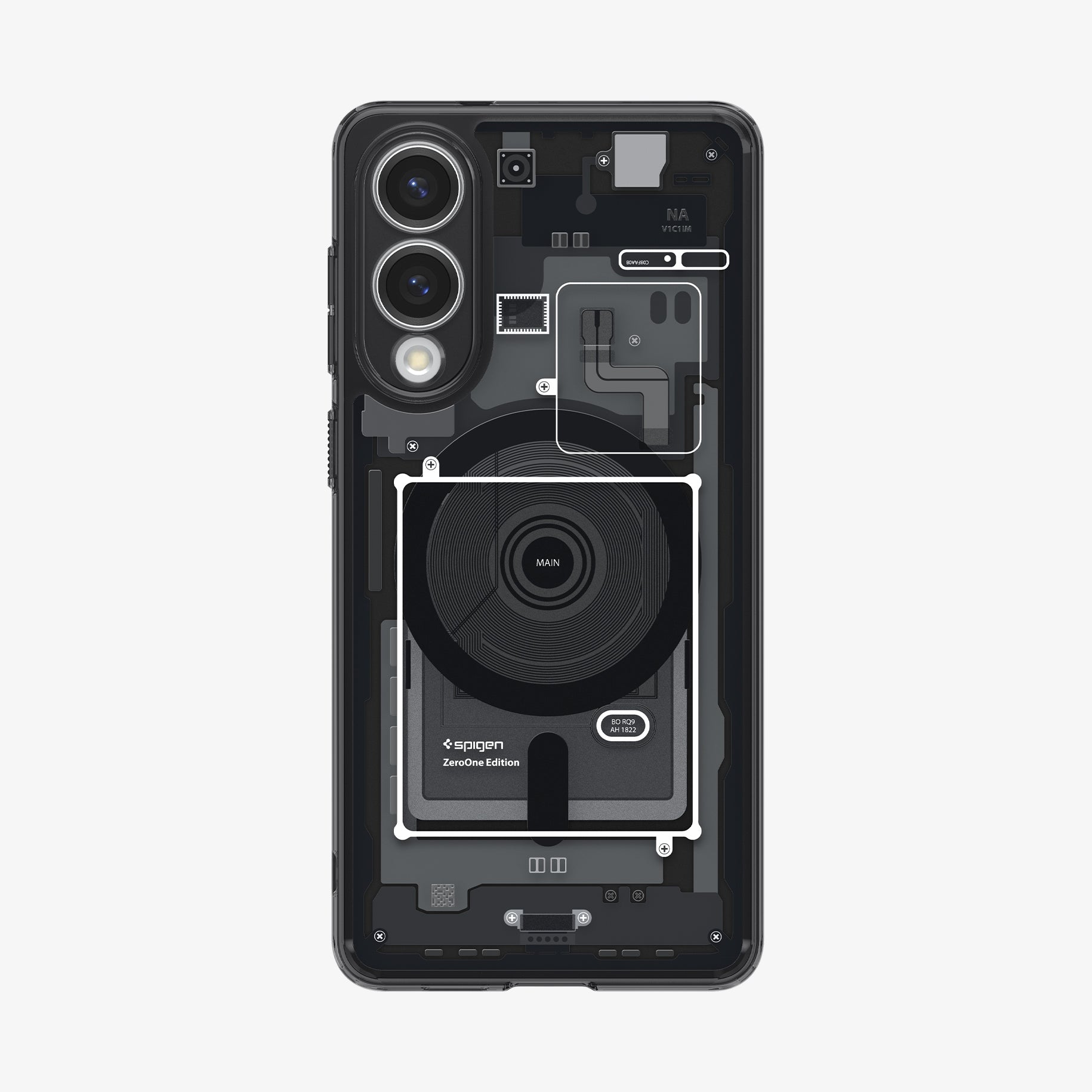 ACS09415 - Galaxy S25 Edge Case Ultra Hybrid Zero One in Zero One Black showing the back
