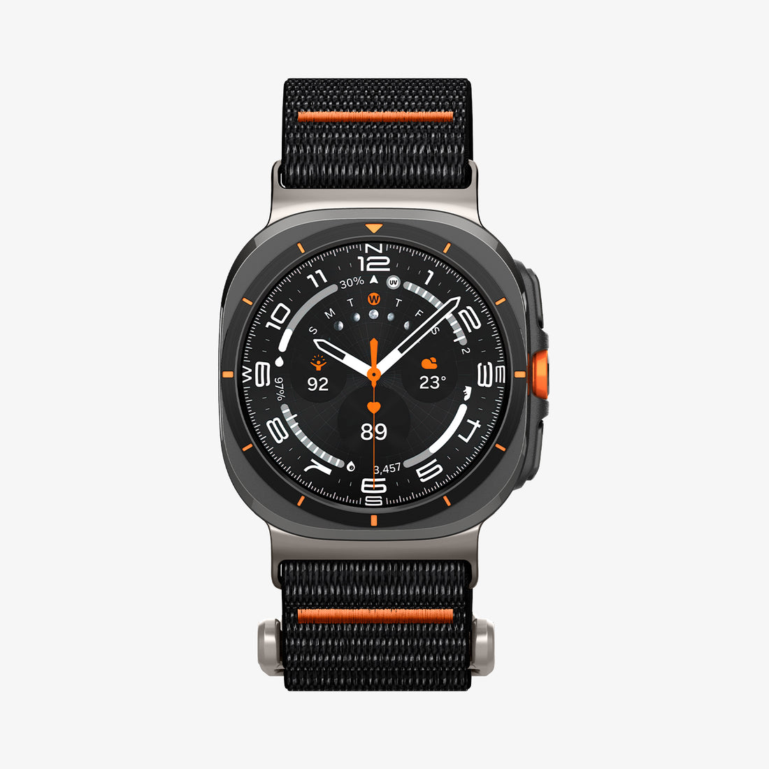 AMP08773 - Galaxy Watch Ultra DuraPro Flex in Black showing the front and sides