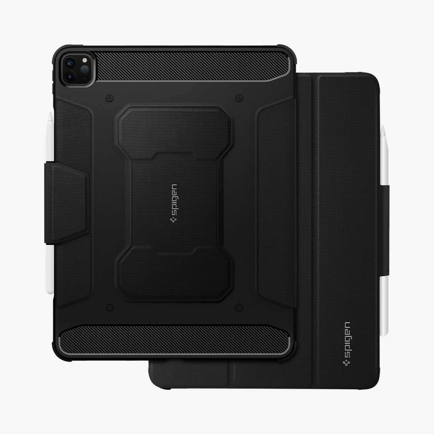 ACS01024 - iPad Pro 11" (2022/2021/2020/2018) Case Rugged Armor Pro in black showing the back and front