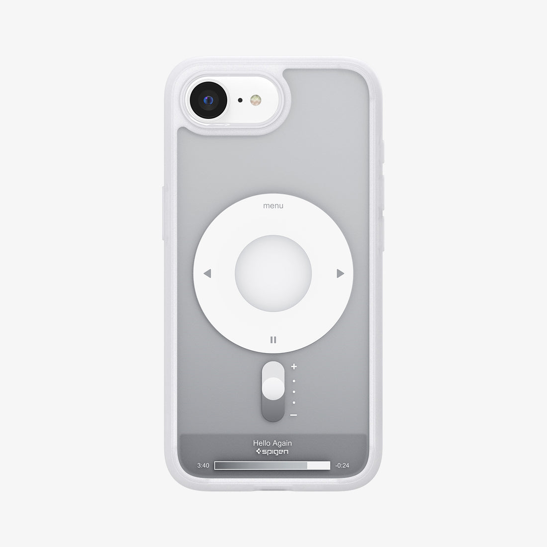 ACS09147 - iPhone 16e Case Ultra Hybrid Classic (MagFit) in Classic Silver showing the back