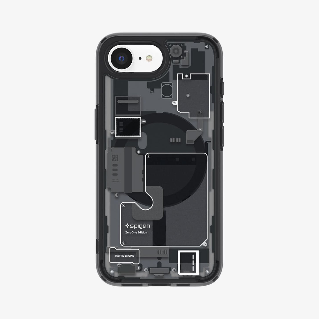 ACS09141 - iPhone 16e Case Ultra Hybrid Zero One (MagFit) in Zero One showing the back