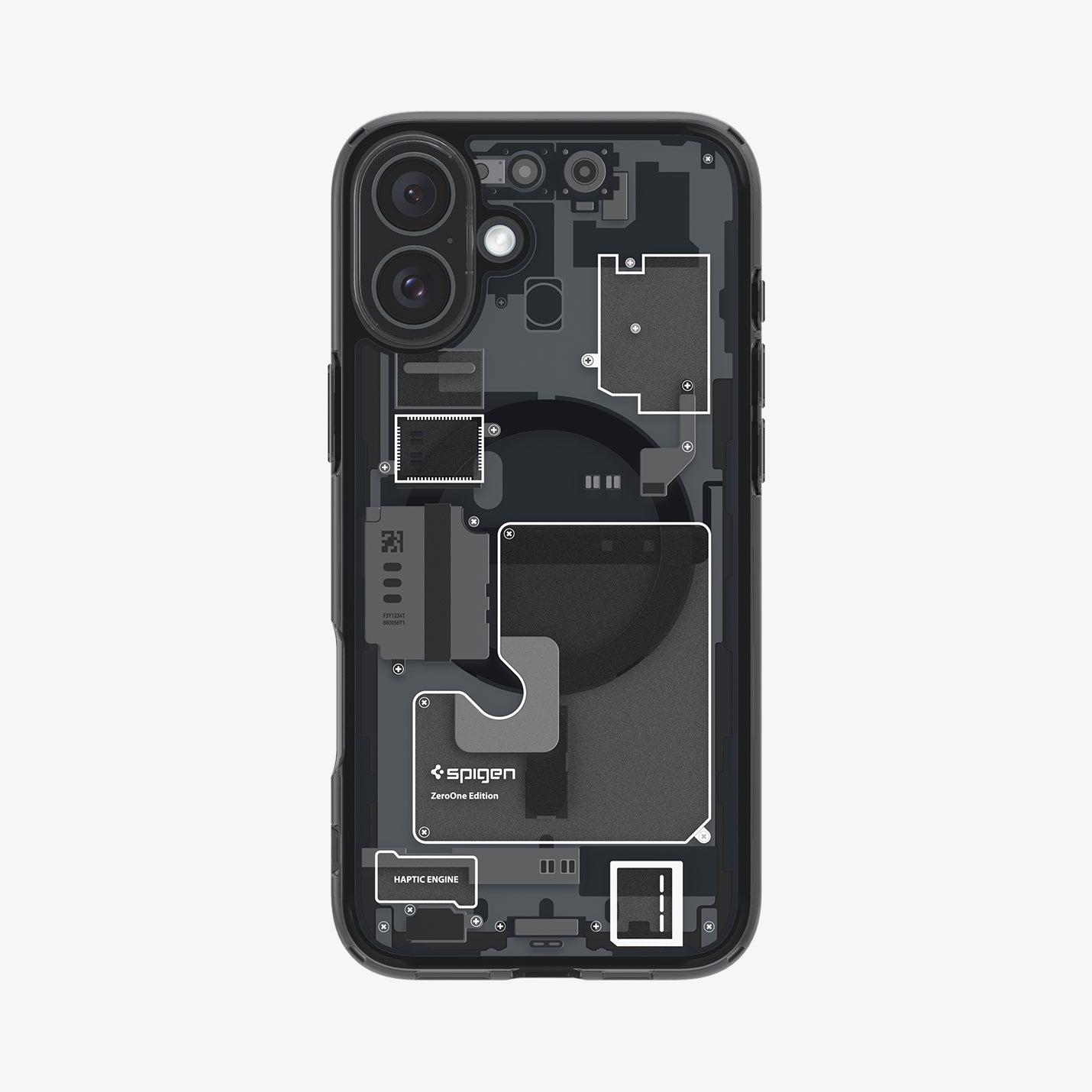 ACS08208 - iPhone 16 Case Ultra Hybrid Zero One (MagFit) in Zero One showing the back
